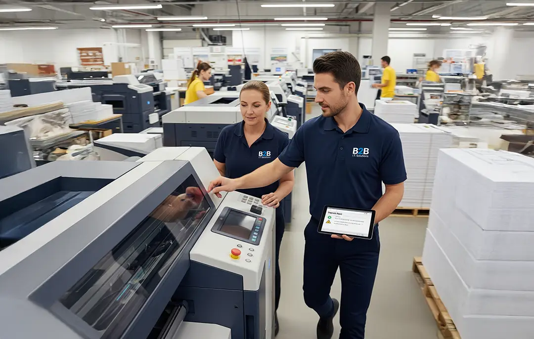 B2B IT Solutions team provides on-site technical support for large-scale printing and production equipment