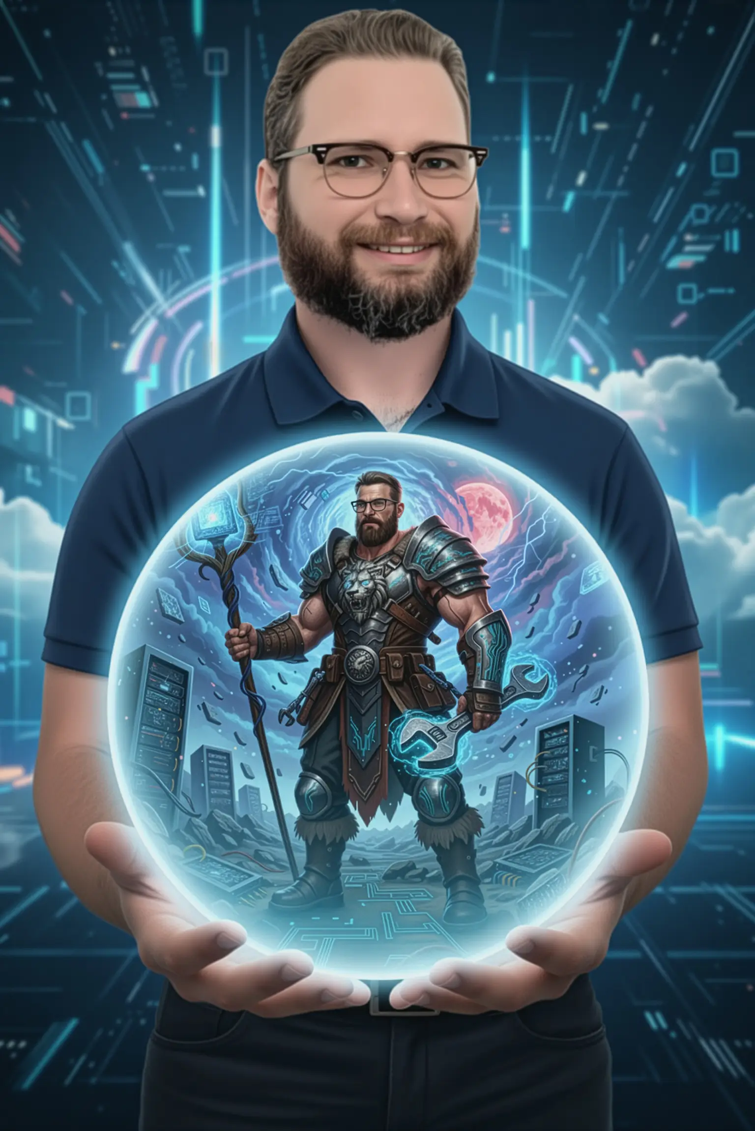 Jeffrey Chalfy: The Hardware Barbarian holding Crystal Ball