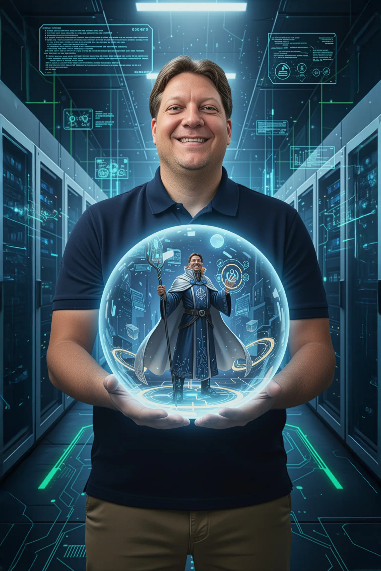 Wayne Leiser: The Software Cleric holding Crystal Ball